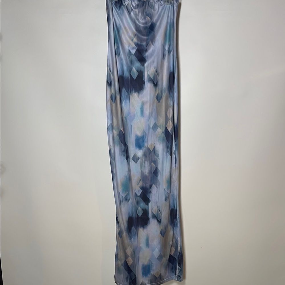 Blue Geometric Maxi skirt